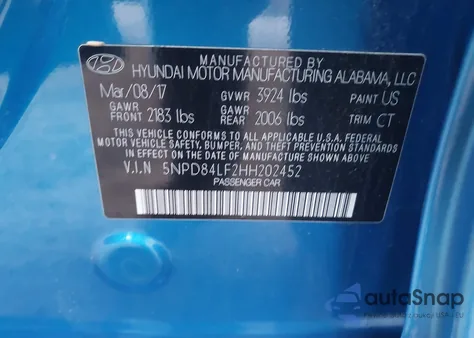 2017 Hyundai Elantra Value Edition from USA, damaged, VIN 5NPD84LF2HH202452